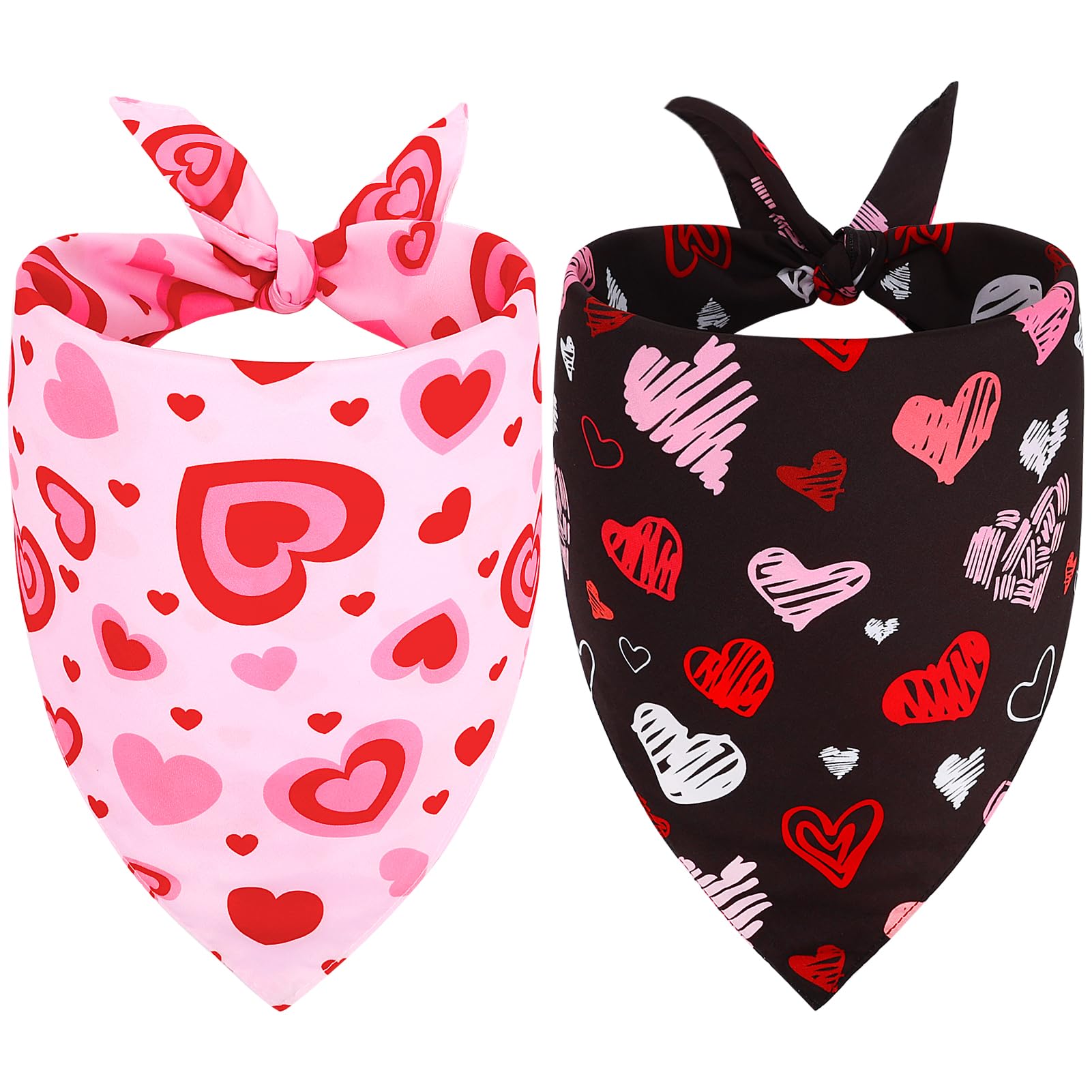 Lot de 2 bandanas pour chien de Saint-Valentin XL rose noir idée cadeau maître