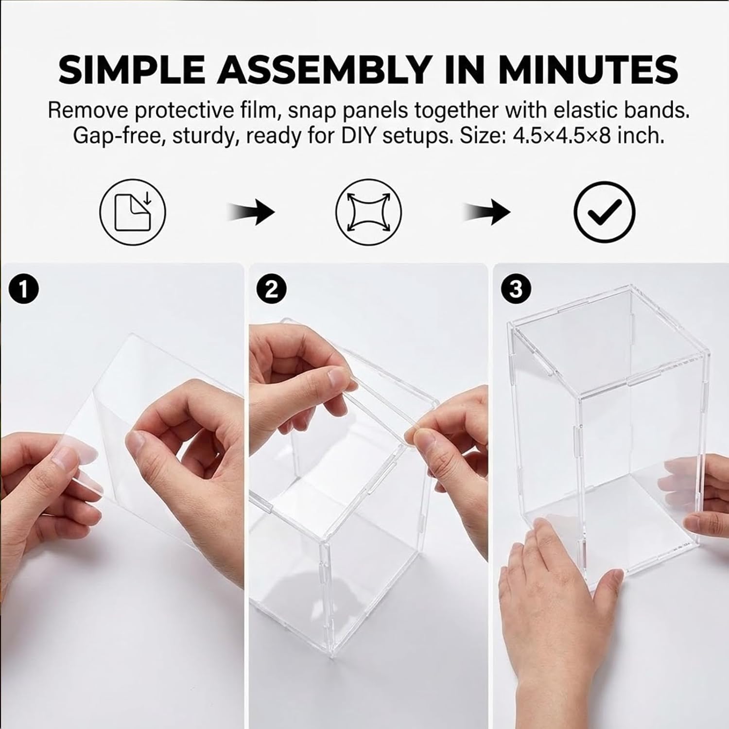 Acrylic Jumping Spider Enclosure: Tarantula Enclosure with Door Lock for Gecko Praying Mantis Snail - Front Opening Arboreal Reptile Terrarium Dual-Side Ventilation Bug Habitat for Desk Decor