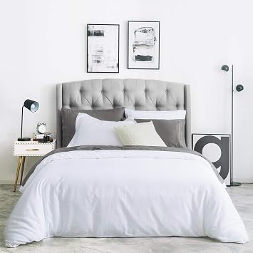 SUSYBAO Single White Duvet Cover Twin 100% Cotton 2 Pcs Set 1 Classic Hotel Collection Duvet Cover with Zipper Ties 1 Pillow Sham Minimalist Soft White Bedding Set Lightweight