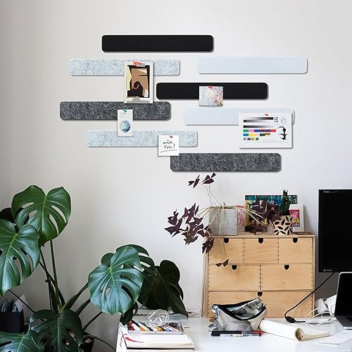 Miniatura 4 de Barra de fieltro de 13 x 2 pulgadas, paquete de 8 tiras para tablón de anuncios con 40 pasadores de empuje, tableros de notas de oficina en casa,