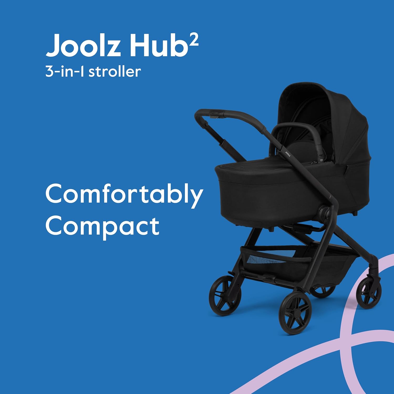 Joolz Hub2 Compact Pushchair Cot for Newborns, Ergonomic Design, UPF 50+ Sun Protection, Lightweight (7.6 lbs), Easy to Carry, Machine Washable (Space Black)