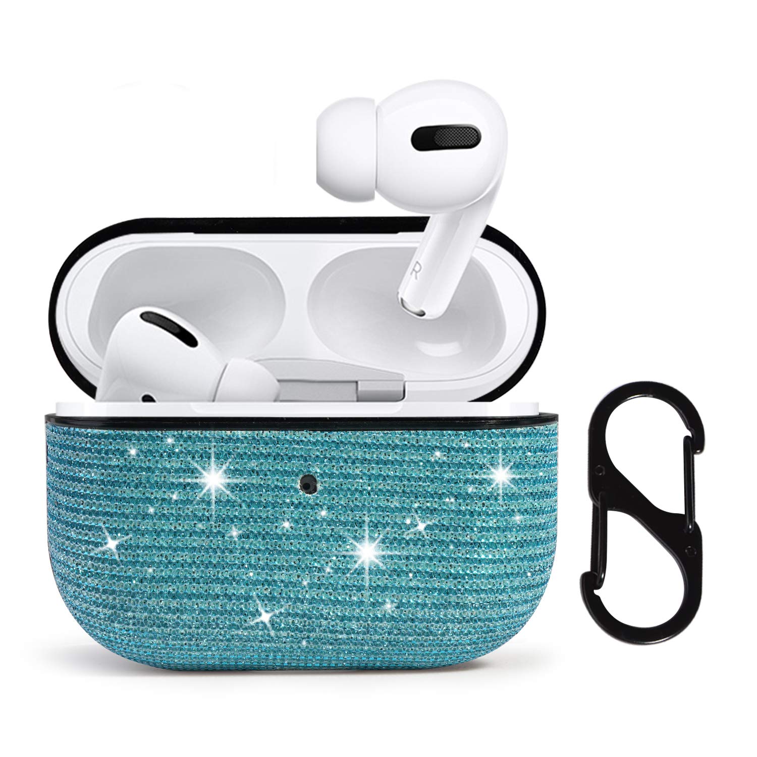 HIDAHE Case for AirPods Pro, Bling Glitter for AirPods Pro Case Cute for Girls Kids Protective Case for AirPods Pro Charging Case, Light Blue