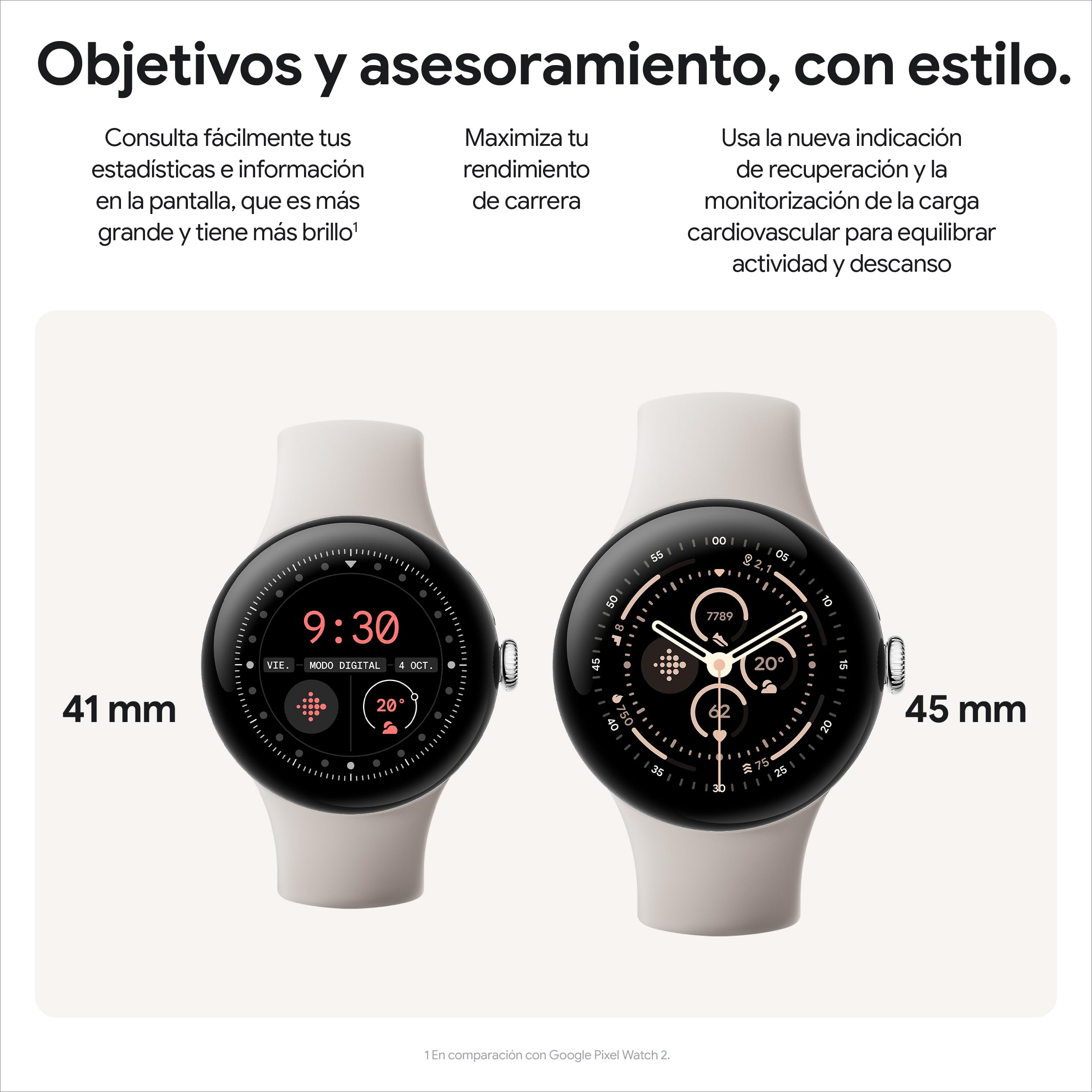 Google Pixel Watch 3 (41 mm) - Caja en Color Plata Pulida - Correa 