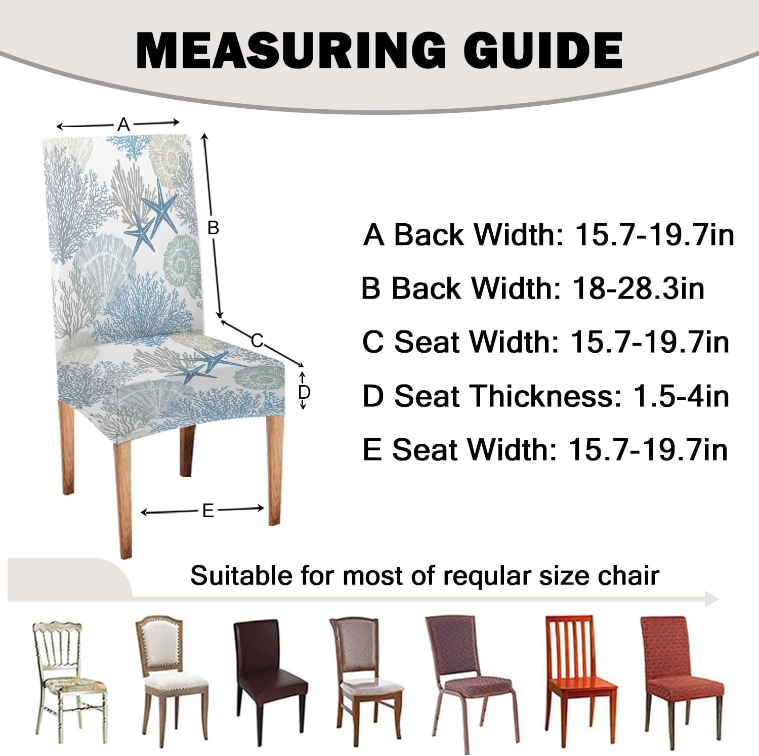 Mrcrypos Elastic Chair Cover Set of 4 Chair Covers for Dining Chairs Beach Coastal Star Background Stretch Slipcover Chairs Covers for Kitchen Living Room Restaurant