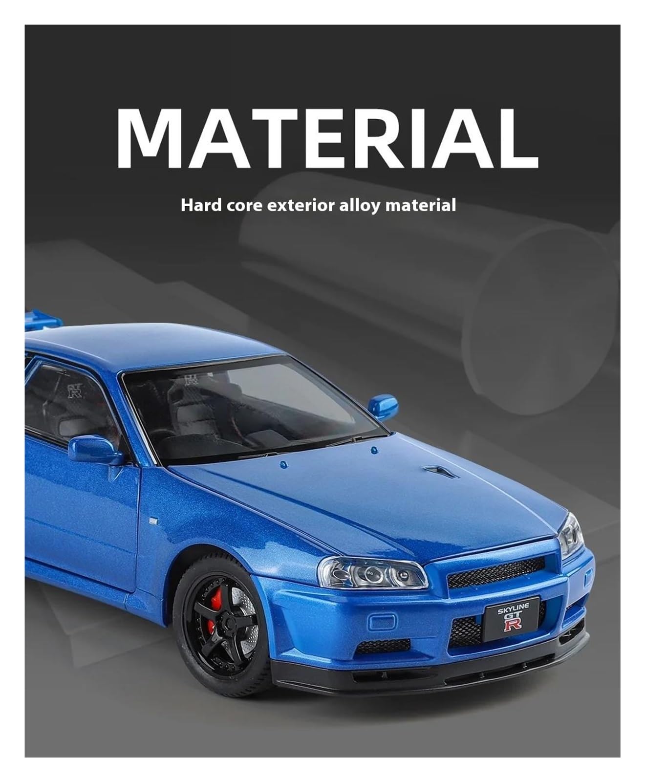 Metal Réplica Escala 1 24 Nissan GTR-R34 con Sonido Coche Deportivo De Aleación Modelo Decoración Hobbies Vehículos Juegos Set(Purple)