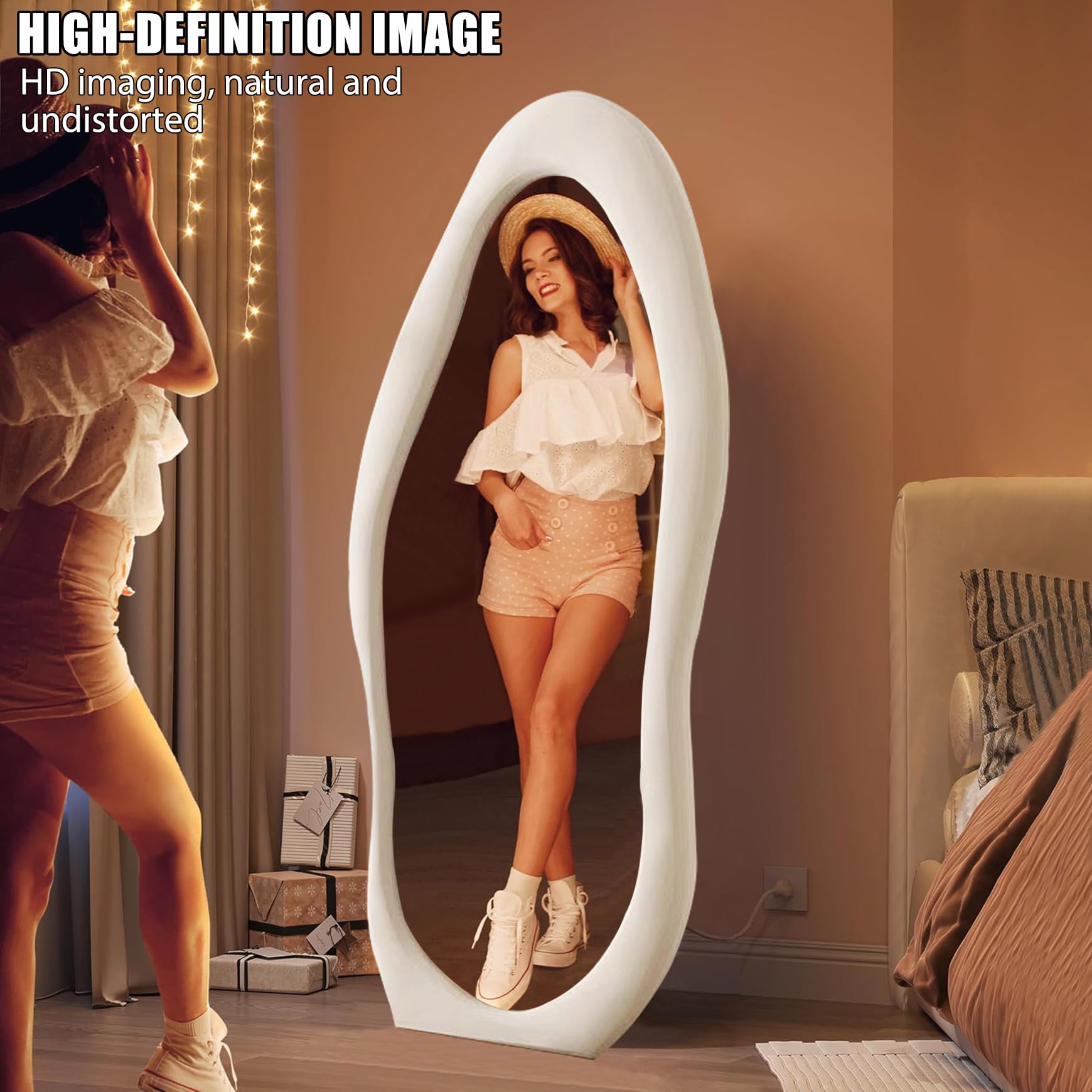 Amazon.com: ZimiTeda Flannel Full Length Floor Mirror with Stand