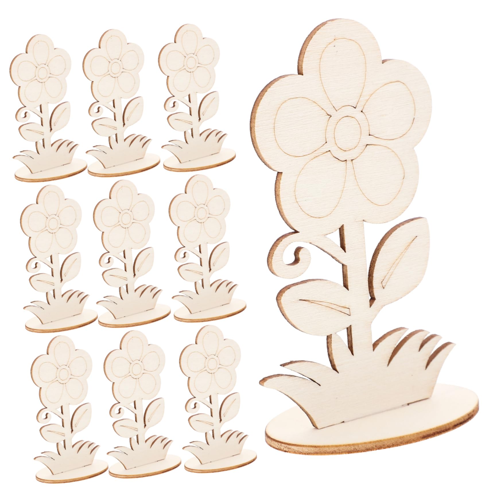 DOITOOL 5 Series Adornos De Madera Decoración Falso Recortes Sin Terminar Manualidades Para Recortes De Flores Para Manualidades Artesanías De Madera En 12 Piezas X 5