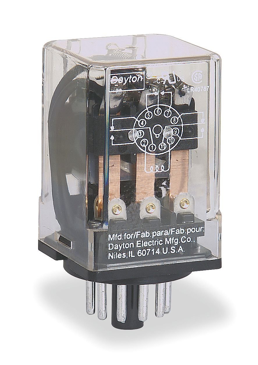 1- Dayton 3 Pole 120VAC General Purpose Plug-In Relay 3X742E 10A 11 PIN 3X742