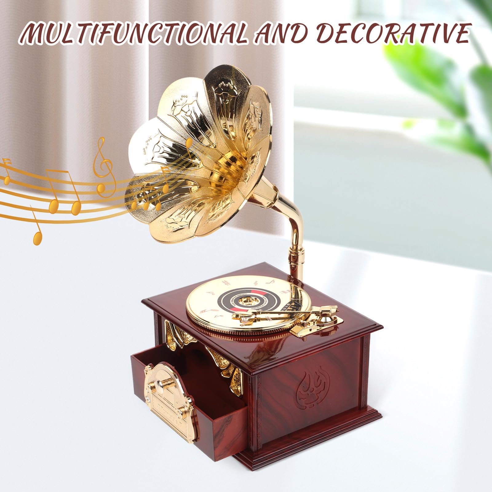 Healeved Carillon Multifunzionale Stile retrò in ABS Marrone Meccanismo a Carica, Scatola della Musica Decorativa per Arredamento Casa e Regalo Originale