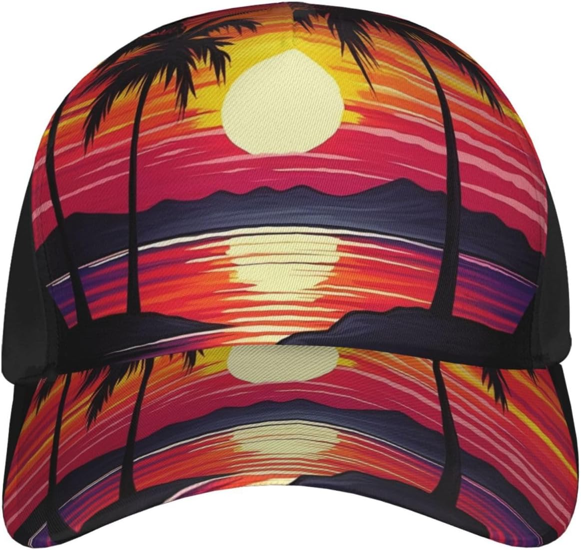Palm Tree Sunset Design Baseball Caps for Women Men Golf Dad Hat Adjustable Sun Hat Fashion Sports Caps Black