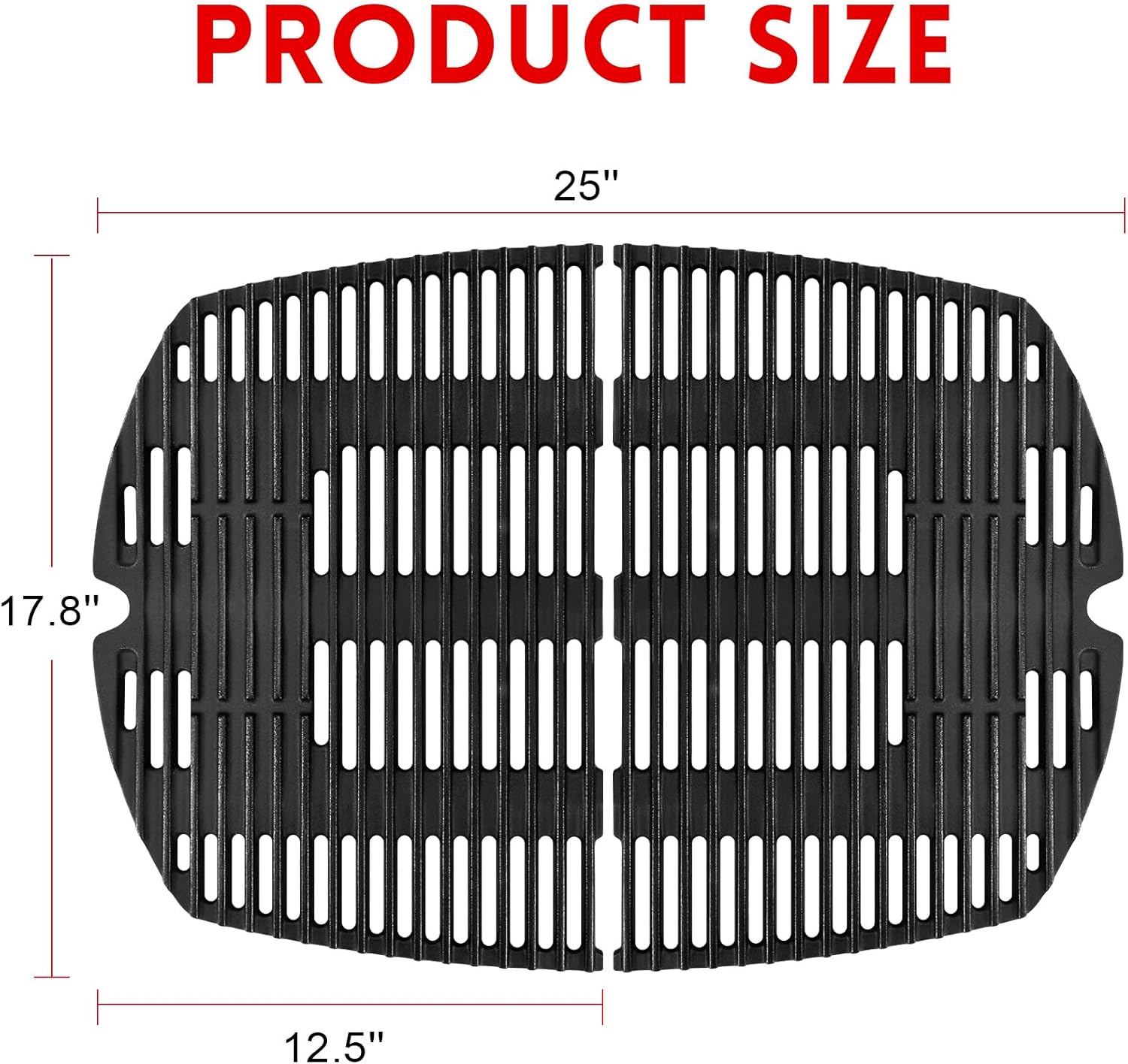 GGC 7646 7584 Grill Grates for Weber Q3200 Q320 Q300 Q3000 Q3100 Gas Grills, 17.8" x 25" Cast Iron Cooking Grates for Weber 586002 57060001 404341 Grill, 2PCS Replacement Accessories for Webber Baby Q