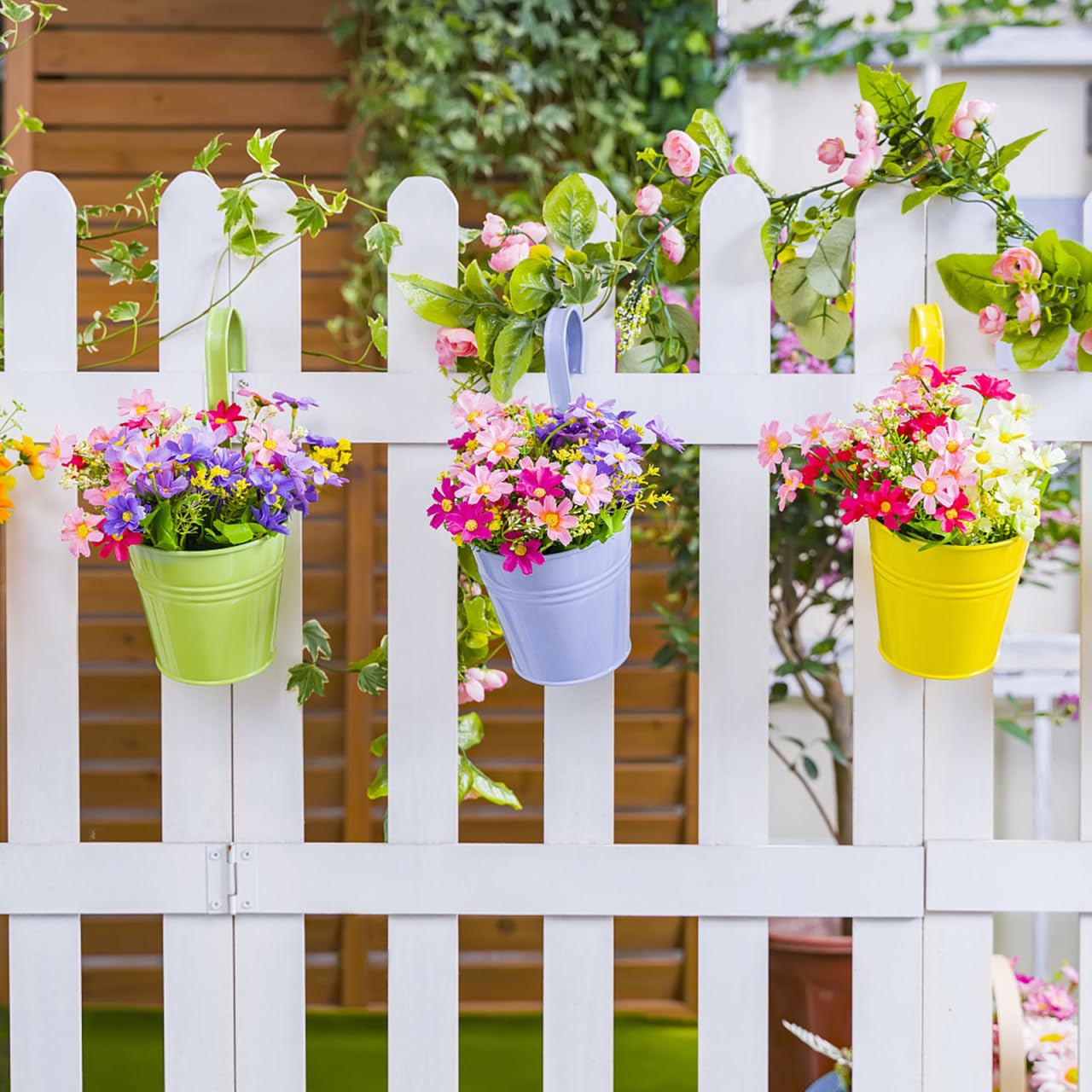 4 Pots De Fleurs Suspendus En Métal 10 Cm - Avec Crochets, Trou De Drainage, Pour Balcon, Jardin, Décoration
