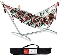 Vista 1 de PNAEUT Hamaca doble de decoración navideña con soporte de acero que ahorra espacio incluido para 2 personas, resistente al aire libre, jardín