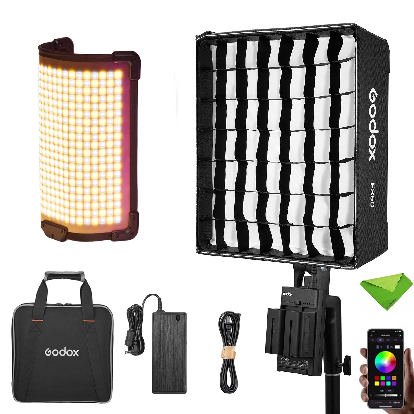 Amazon | Godox FH50Bi フレキシブルハンドヘルド LED ライト、FS50