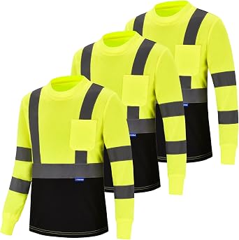 AYKRM Safety T Shirt Reflective High Visibility hi vis Long Sleeve T Shirt XS-6XL