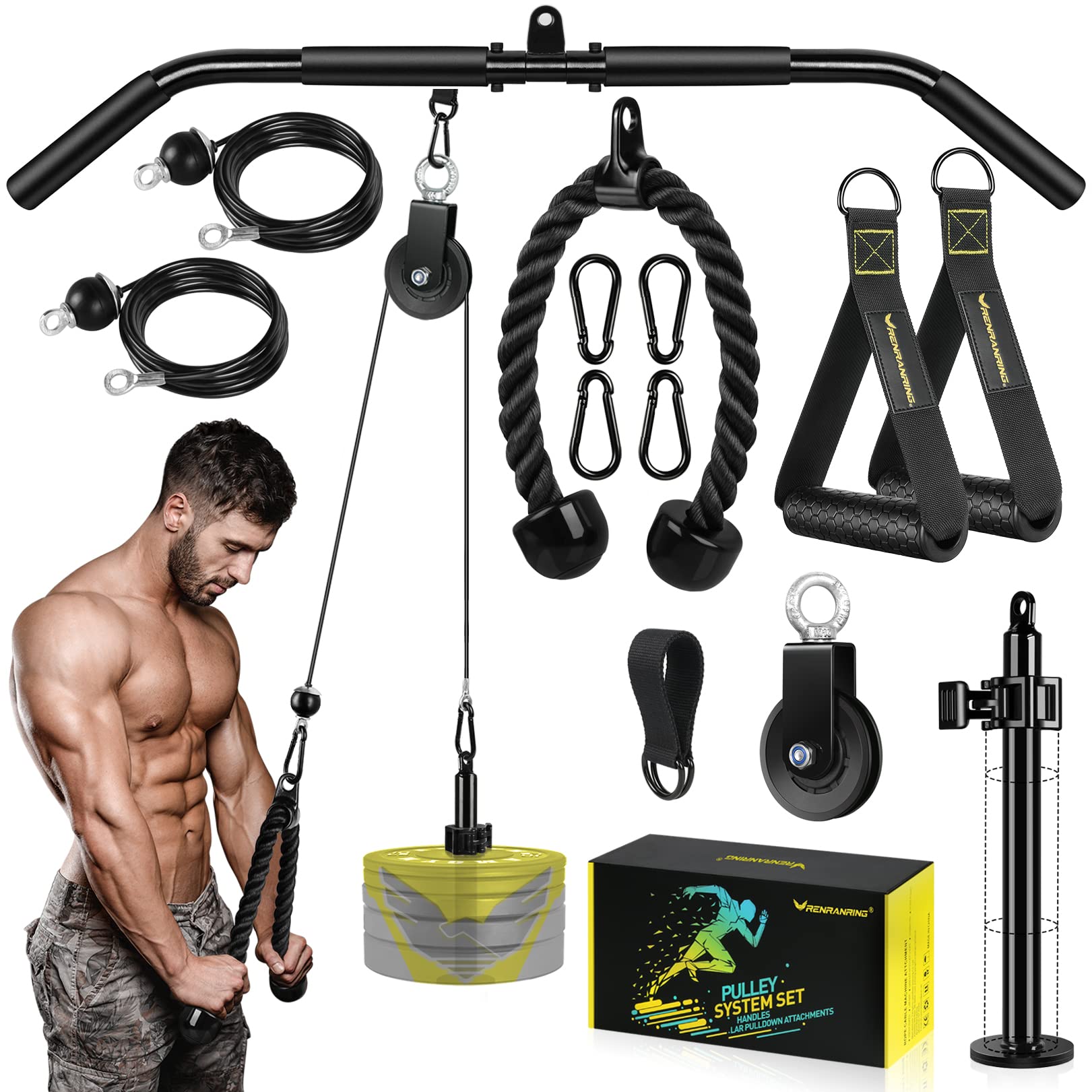 Buy RENRANRING Fitness LAT and Lift Pulley System Gym Upgraded LAT