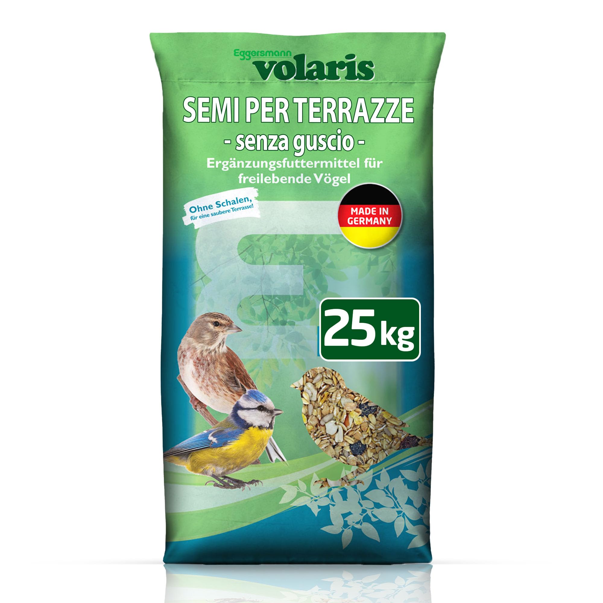 Eggersmann volaris TerrassenMix 25 kg – mangime per uccelli selvatici senza guscio, miscela di grani per un'alimentazione senza gusci tutto l'anno