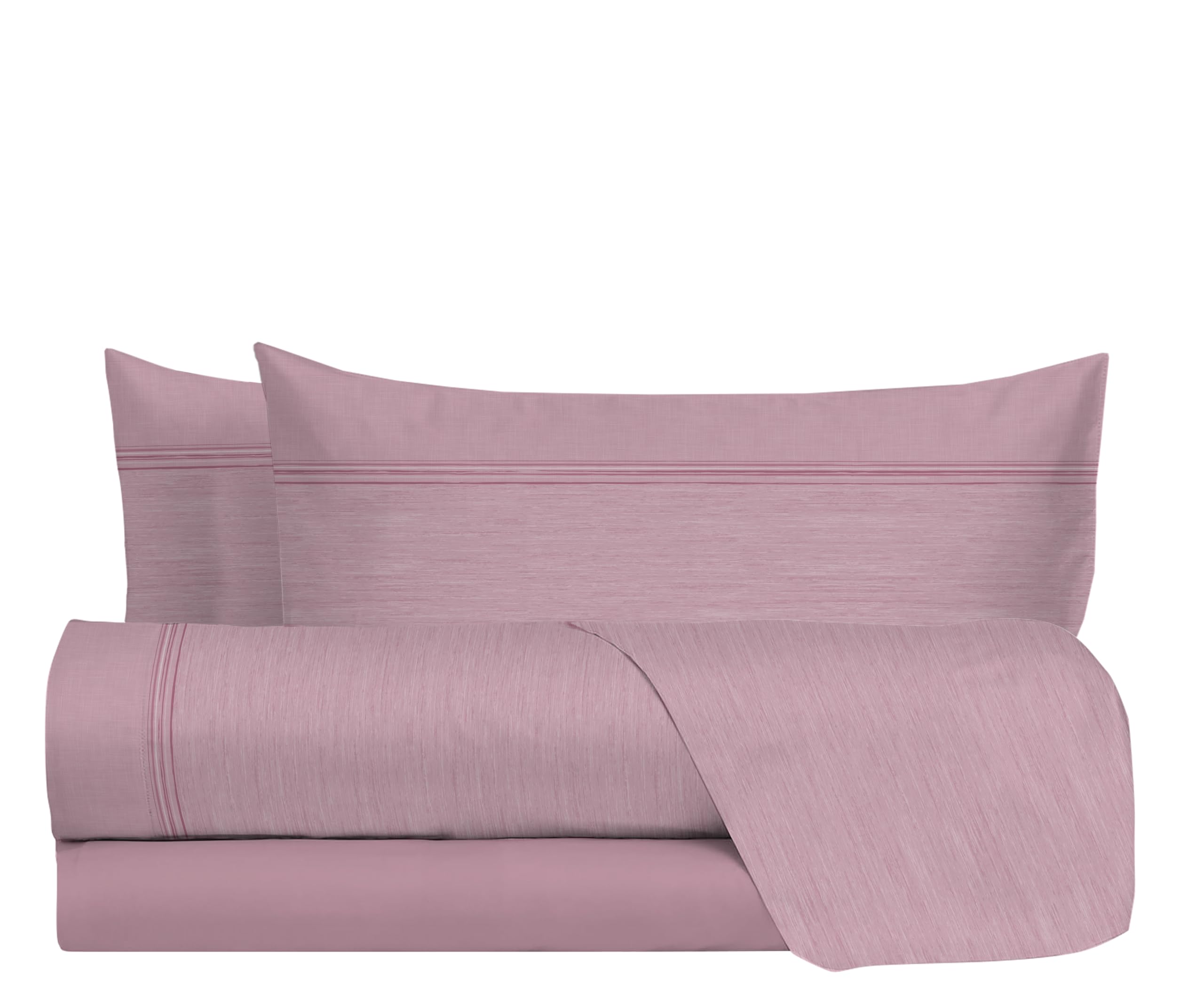 hermet Parure de lit Double 100% Coton, 2 Places Motif Effet Toile, Drap Housse + Drap Housse + 2 taies d'oreiller
