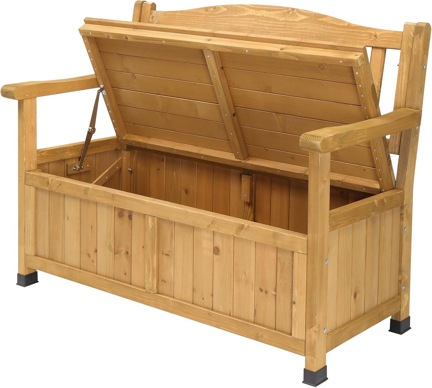 44inch Cedar Yard Storage Box with Backrest Armrest Bright Yellow