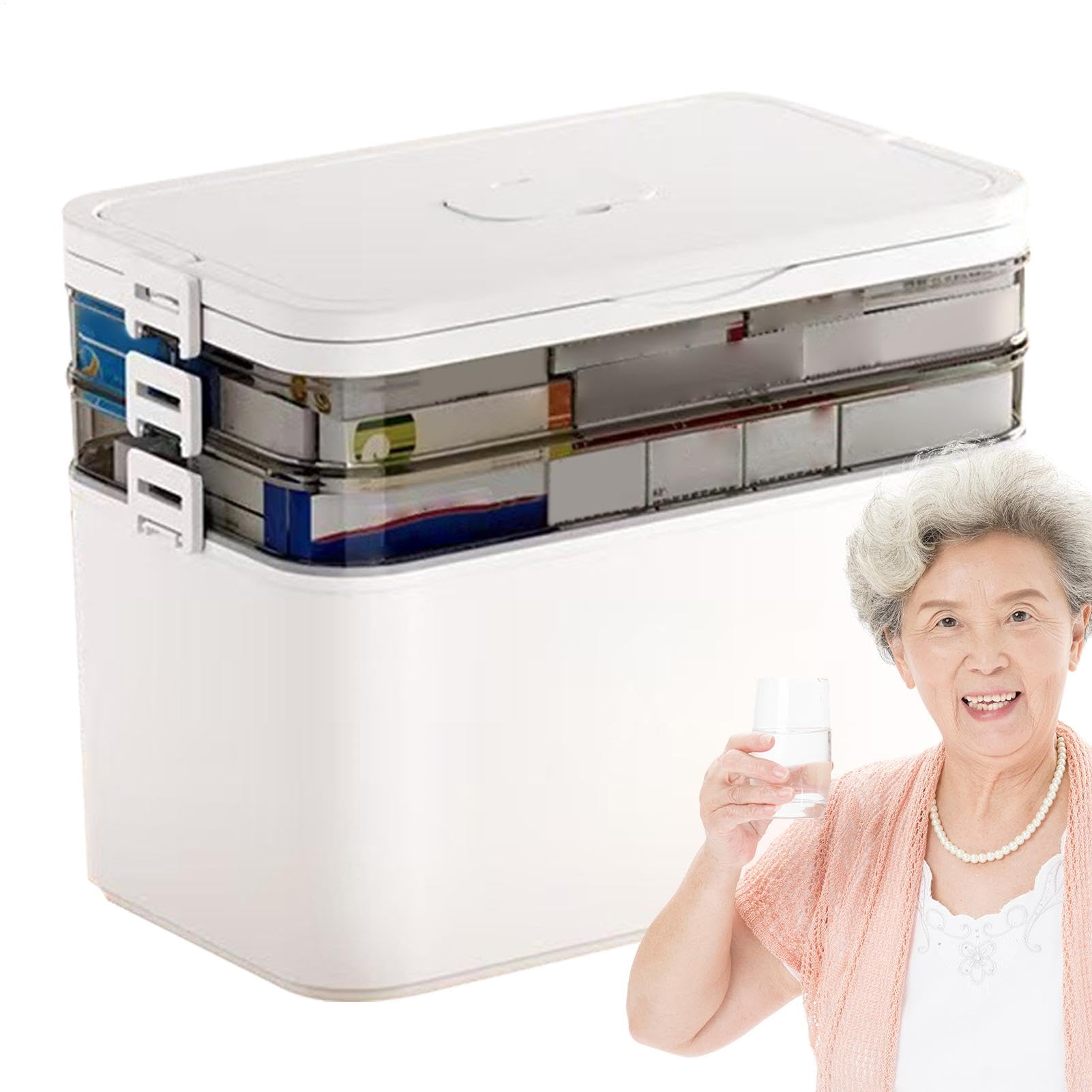 Boîte de médecine transparente à plusieurs couches pour stockage à la maison