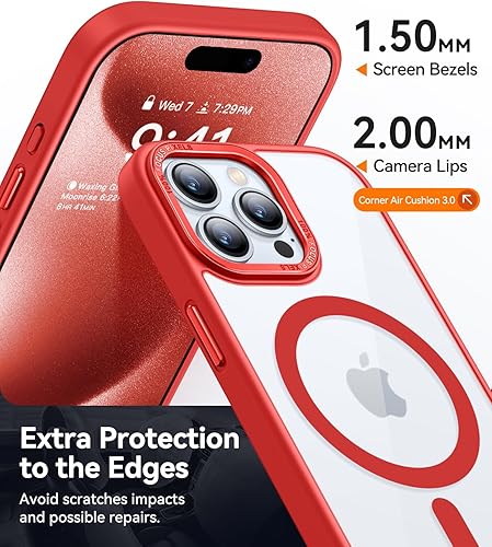 Miniatura 5 de CANSHN Funda magnética transparente diseñada para iPhone 15 Pro compatible con Magsafe No amarillea delgada y a prueba de golpes, funda protectora