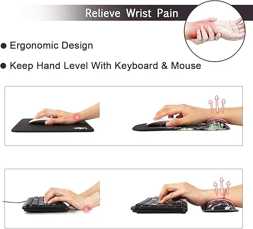 Miniatura 2 de iCasso - Reposamuñecas para mouse y reposamuñecas para teclado de computadora de espuma viscoelástica soporte ergonómico es más fácil teclear y es