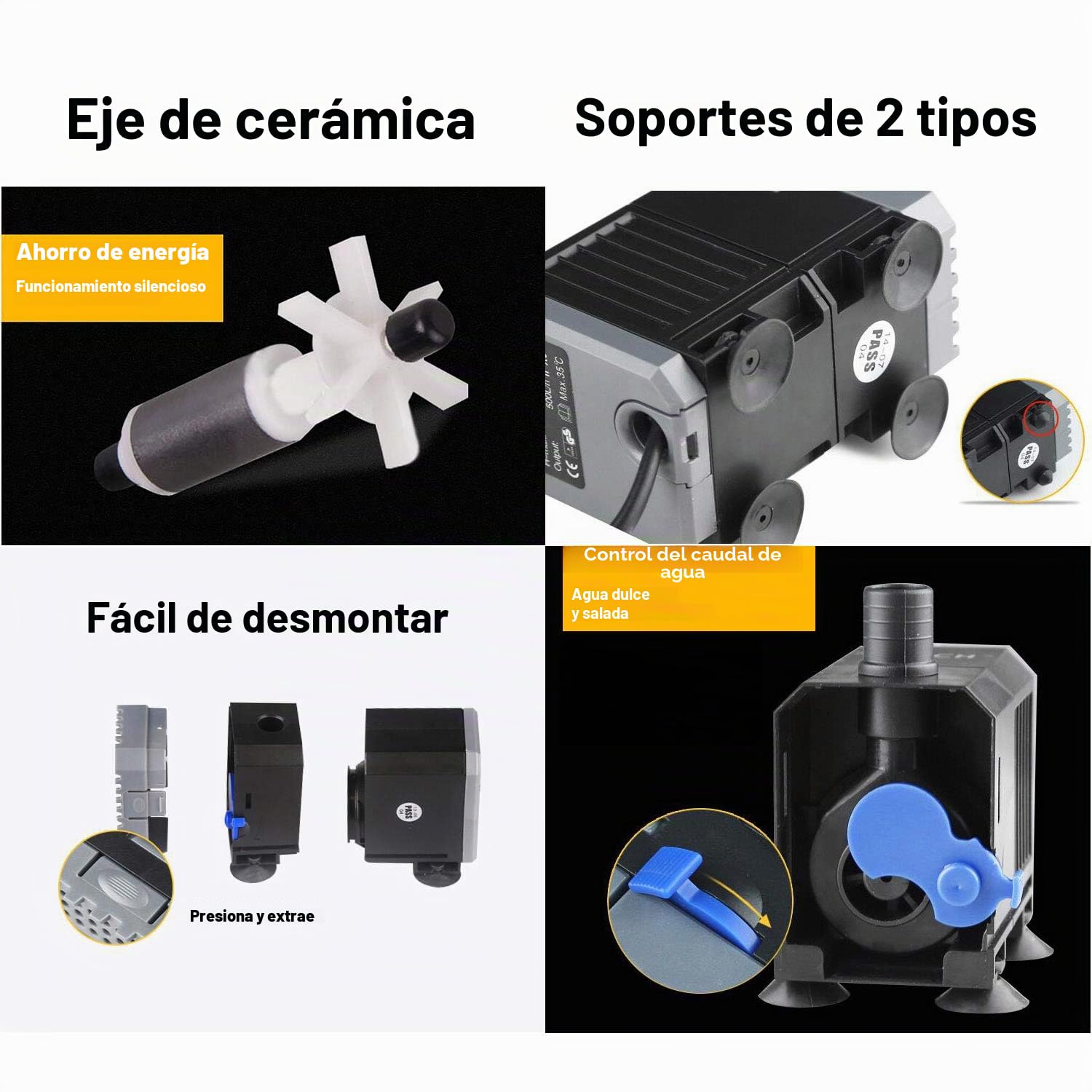 Bomba Sumergible para Pecera o Acuario,SUNSUN CHJ-2000 35W 2000L/h, Submersible Pump Fish Tank de Agua Sumergible, Acuario, Water Strider AC220-240V Acuario Fuentes Estanque Sistemas Hidropónicos