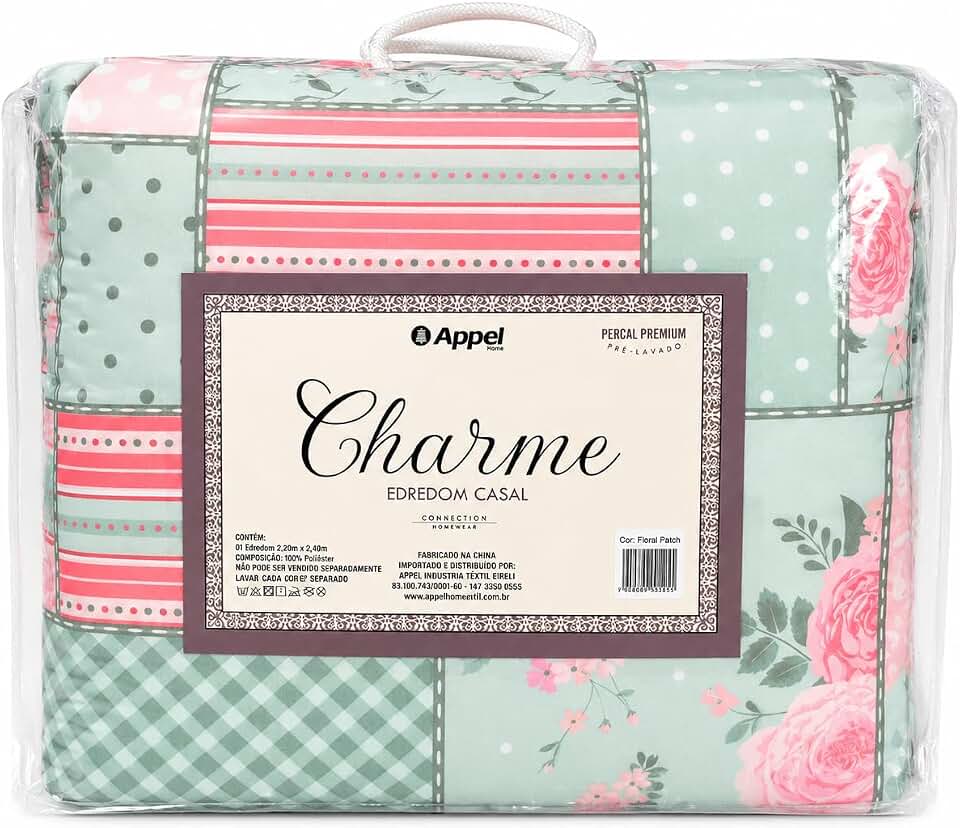 Edredom Casal Charme Floral Patch 100% Poliéster Percal Premium Pré Lavado 2,20x2,40m Macio Confortável Aconchegante Para Inverno Cama Casal Colcha Decorativa Qualidade Premium