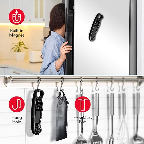 Miniatura 7 de TEMOLA Termómetro de carne, termómetro de alimentos de lectura instantánea para cocinar, termómetro digital de alimentos con retroiluminación LCD