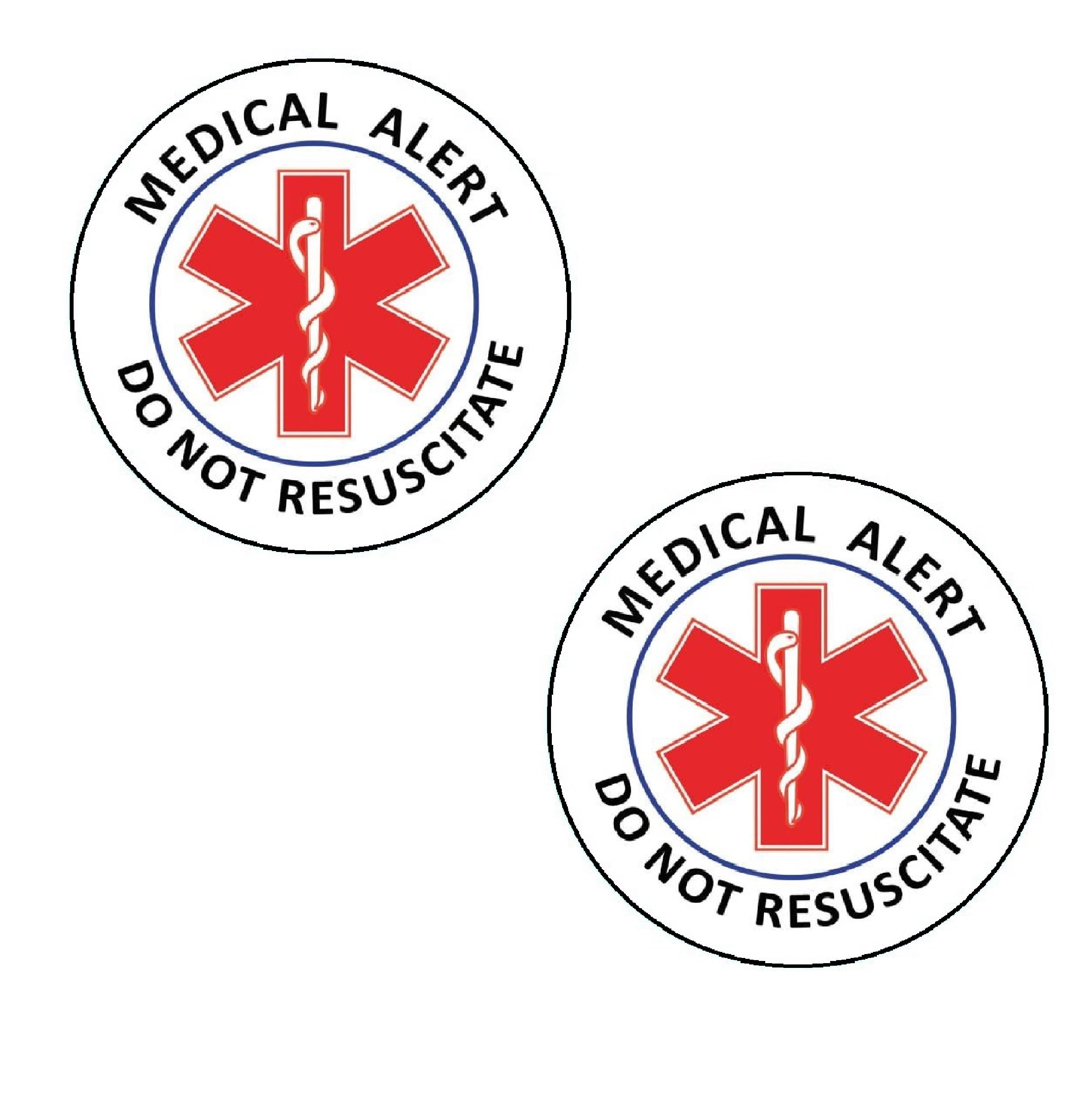 Do Not Resuscitate Medical Alert Stickers 4” in Diameter (Pack of 2 Stickers), DNR Reflective Decals, for Wheelchairs, Windows, Car Bumpers, Indoor and Outdoor Use