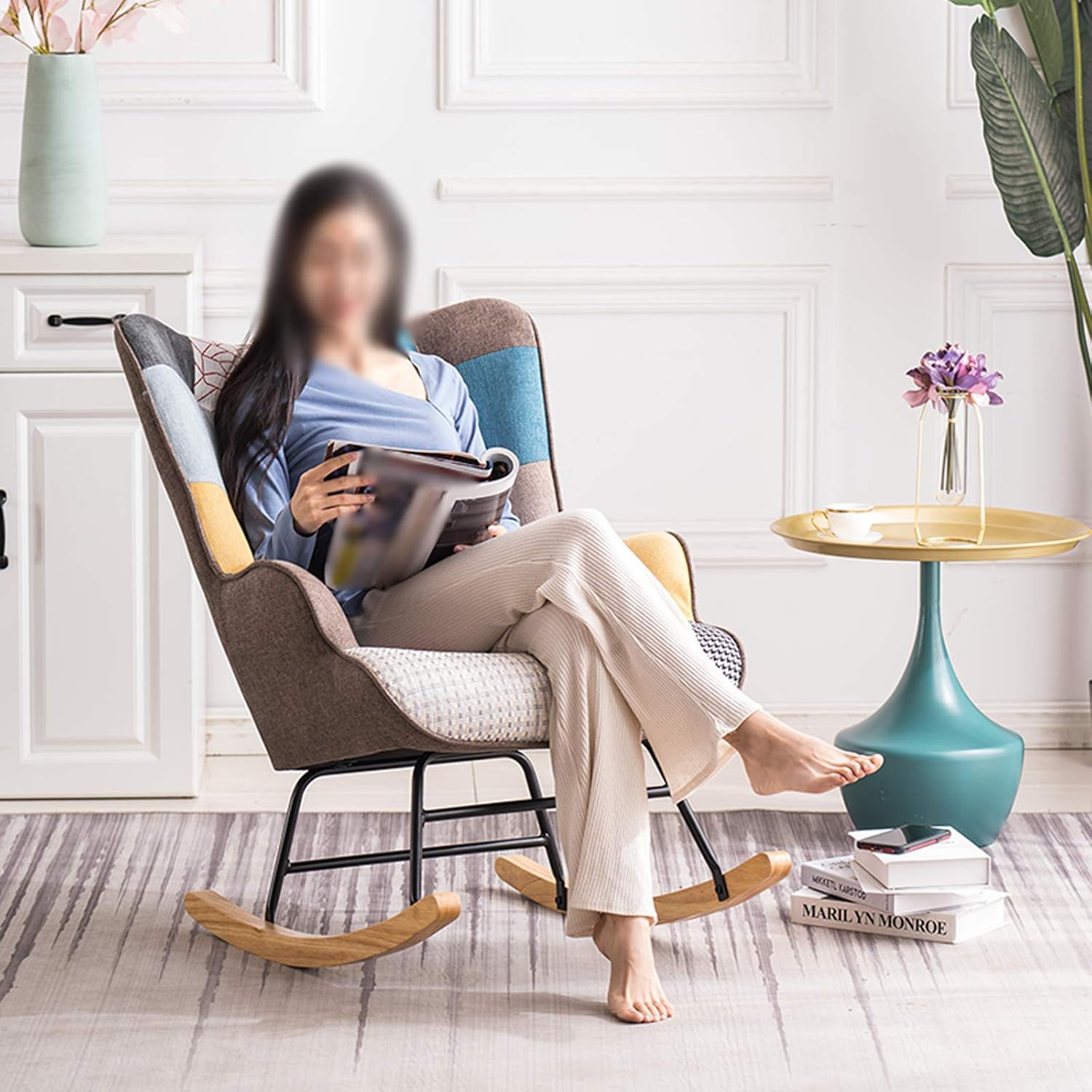 LSLYTQ Rocking Chair Sun Lounger Bedroom Living Room Chair Garden Balcony Sun Loung air Armchair Reading Comt Chair Leisure Sofa Chair Home Balcony Leisure Chair