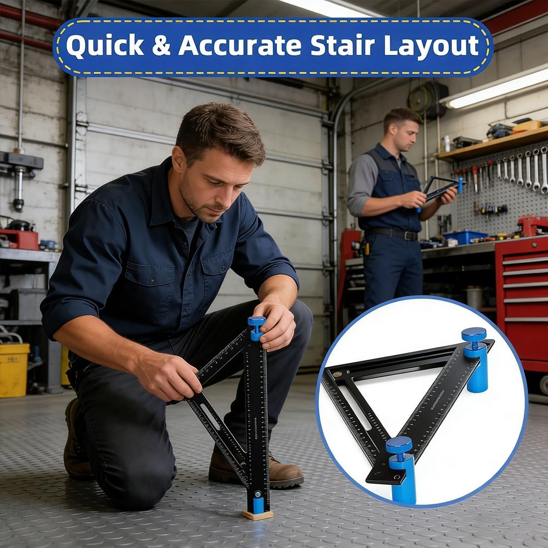 Right-Angle Ruler Clamp, Tall Stair Gauges for Framing Square with Hexagonal Stable Lock, Anti-Slip High-Profile Stair Gauge for Circular Saw, Improves Precision for Carpentry & Circular Saw (All)
