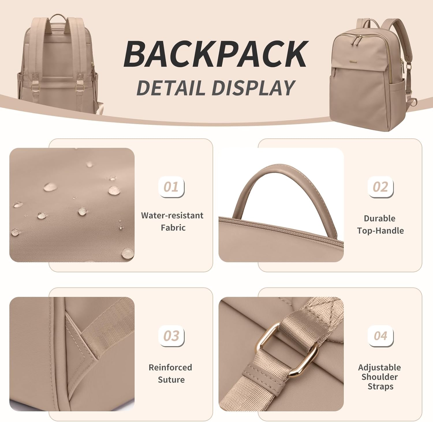 GOLF SUPAGS Women Laptop Backpack with Separate Laptop Compartment Fits 15.6 Inch Notebook Casual Daypack for Work Travel College Backpack Book Bags