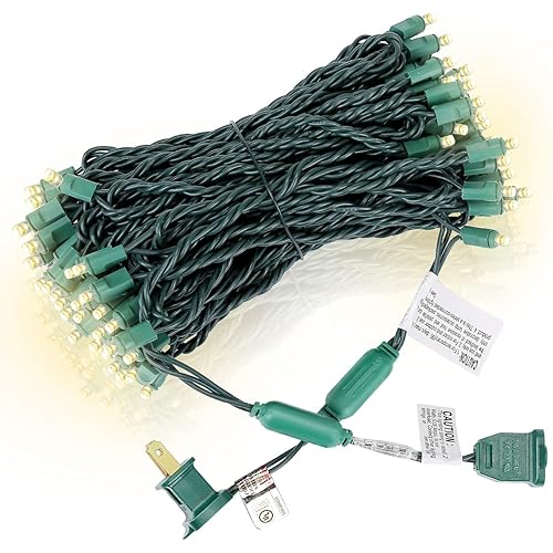 100 Counts Warm White LED Christmas Lights – 50ft 5mm White Christmas Lights Outdoor Commercial Grade Waterproof, Indoor Christmas Tree Decorations, Green Wire Mini String Lights, UL, IP:65