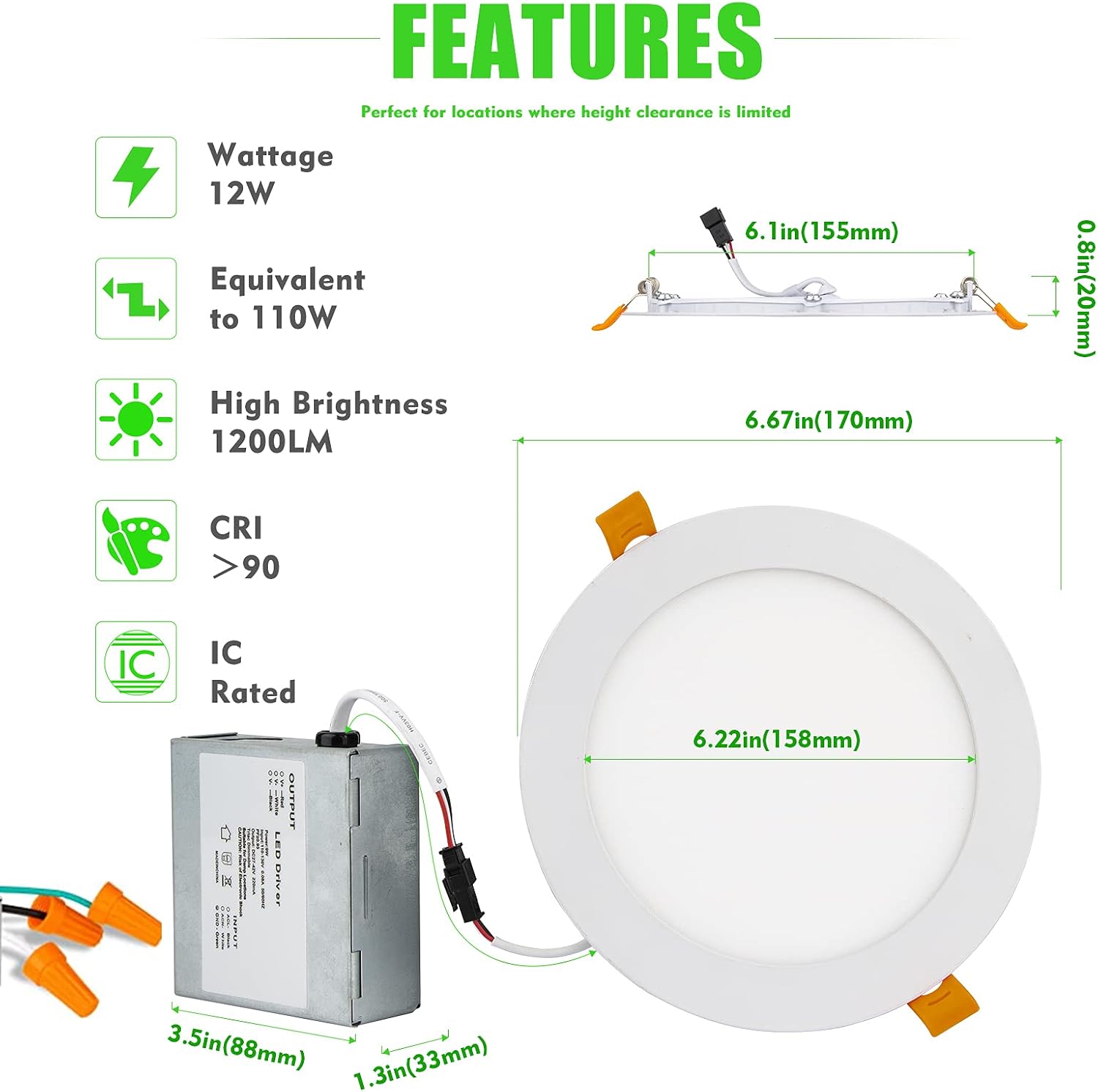 Gеt Dіѕсоunt 70% Prісе 12 of Pack LED Recessed Lighting 6 inch CRI90 3CCT 3000K/4000K/5000K LED Can Lights Dimmable Resseced Light Fixtures Can-Killer Downlight Ceiling Light, 1200LM Brightness Slim Pot Canless-IC Rate 🔥 Crаzу Dеаlѕ 12 of Pack LED Recessed Lighting 6 inch CRI90 3CCT 3000K/4000K/5000K LED Can Lights Dimmable Resseced Light Fixtures Can-Killer Downlight Ceiling Light, 1200LM Brightness Slim Pot Canless-IC Rate