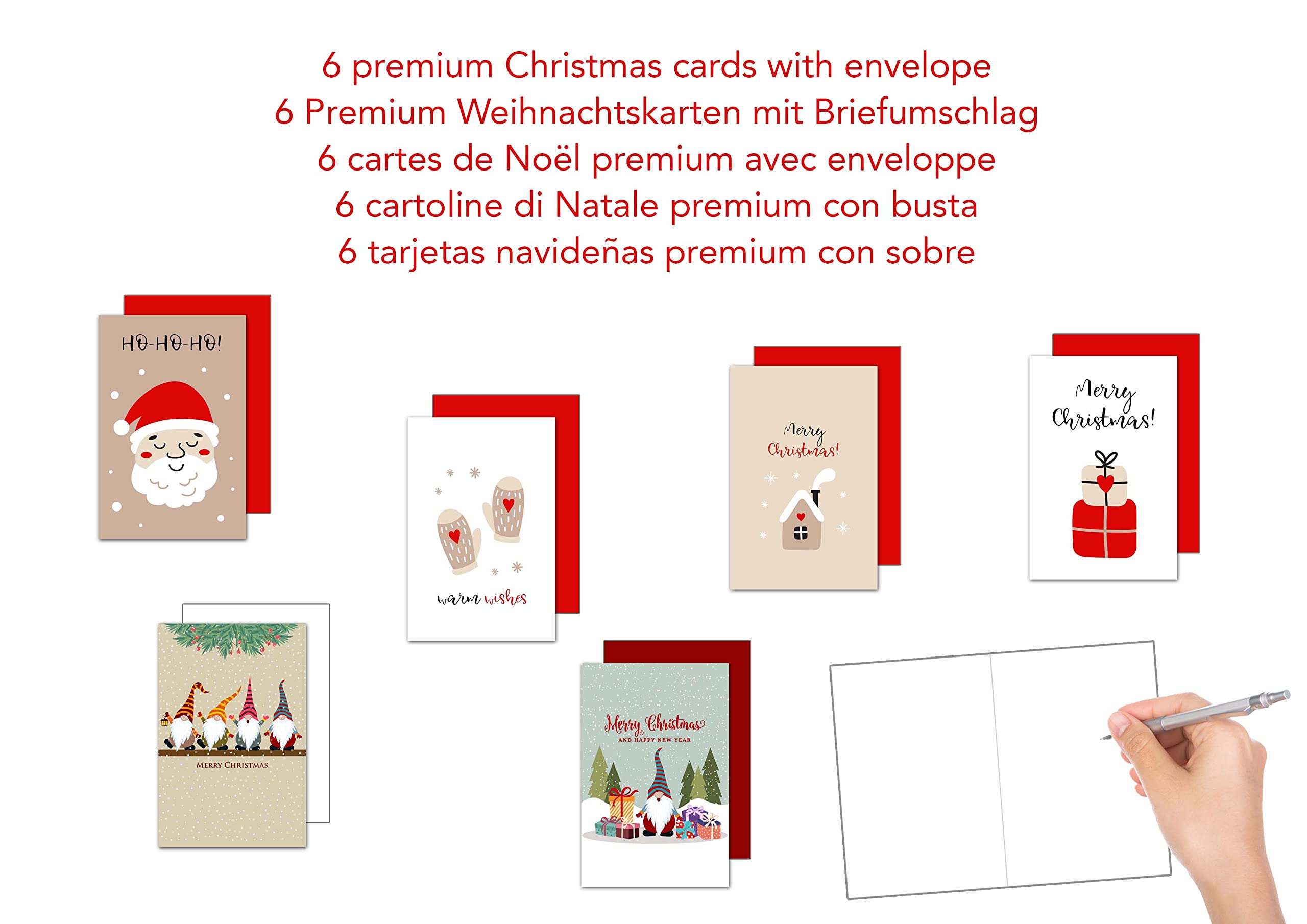 Jsdoin Weihnachtskarten-Set – 6 Motive Mit Umschlägen – 15 X 10 Cm