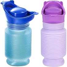 Female Urinal, Spill Proof, 2-Pack, Portable Car Travel Camping Urine | Pee Bottle,No Leak,Reusable,750ml Capacity,Collapsible,Pocket-Size,Roadtrip,Bedridden,Seniors,Fits All Body Types,Unisex Use