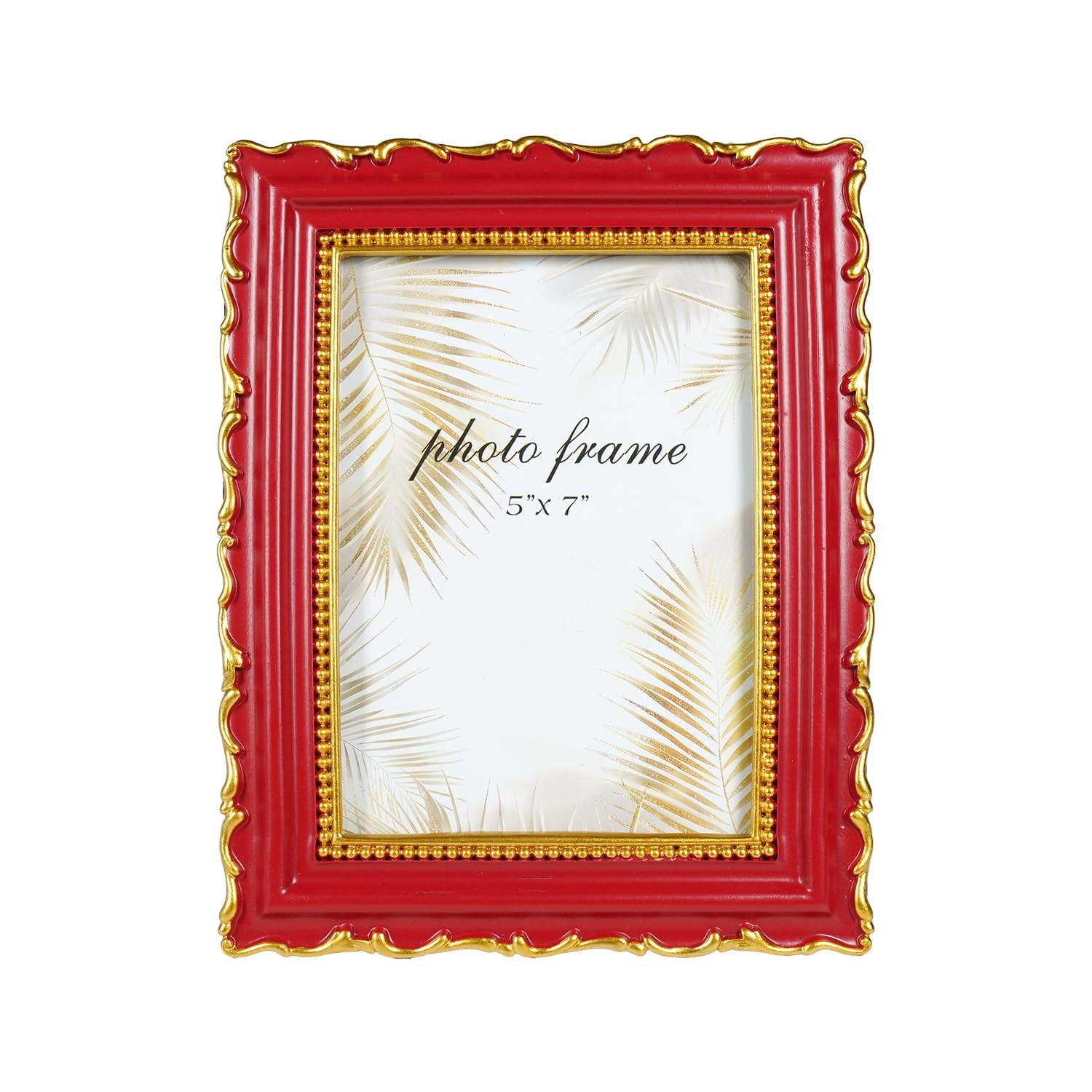 Limor Red5x7 5X7 Vintage Picture Frame, Red Antique Ornate Picture Frame, Victorian Retro Decorative Photo Frames For Tabletop & Wall, Baroque Home Decor, Gift Ideas (Red5x7)