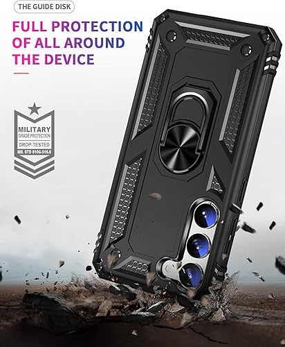 Miniatura 3 de Funda protectora para Samsung Galaxy S23 5G, protector de silicona TPU para Samsung Galaxy S23 con soporte de anillo magnético giratorio, absorción