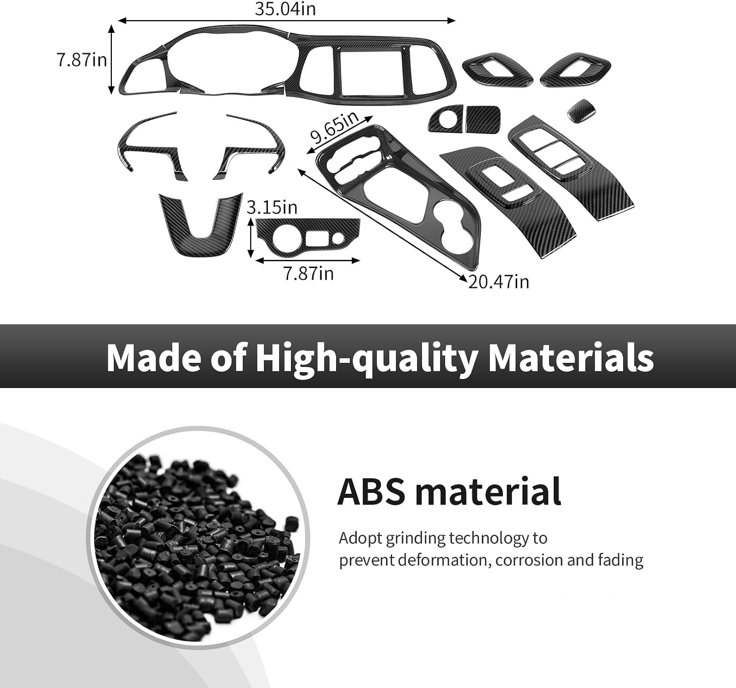 16PCS Carbon Fiber Interior Trim Panel Kits Fit for 2015-2026 Dodge Challenger Interior Decor Accessories Center Console Dashboard Door Handle Headlight Switch Gear Shift Knob Glove Box Switch Panel