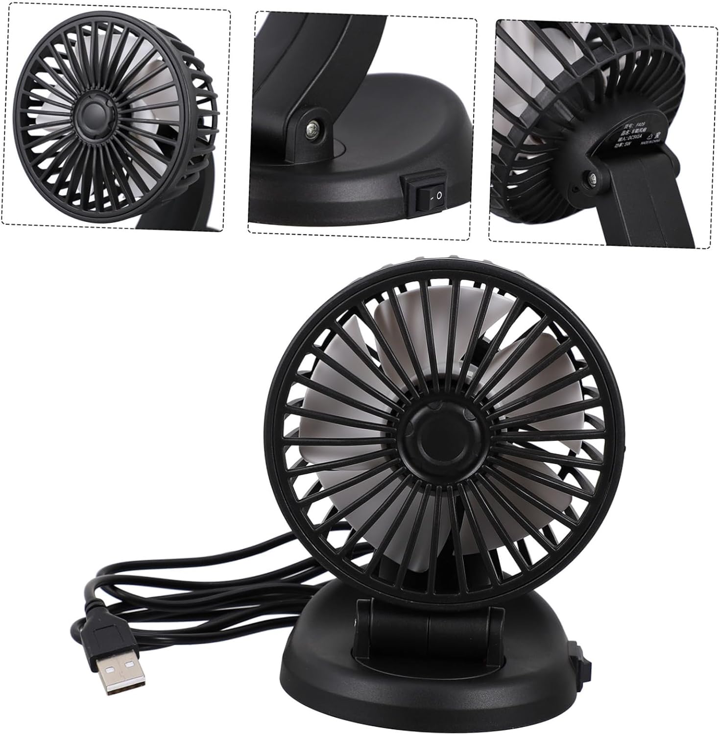 Housoutil 3pcs Portable Vehicle Mounted Usb Fan Lightweight and Cooling Fan for Cars Easy to Install Low Energy Consumption for Travel and Outdoor Use