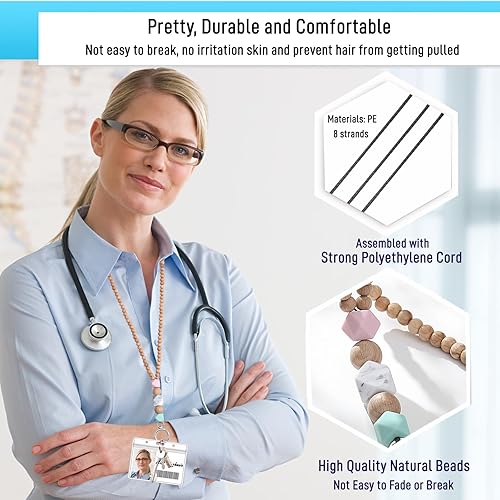 Miniatura 5 de Cordones para insignias de identificación para mujeres, cordones para llaves, cordón para profesores con soporte de identificación, cordón de