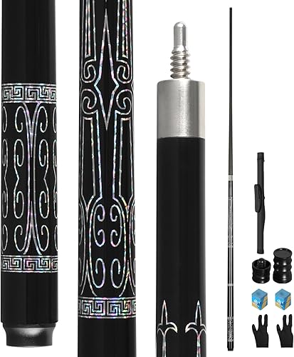 Taco de piscina de fibra de carbono de 20 a 21 onzas, punta arcoíris profesional de 0.51 pulgadas, junta de 38 x 8, incluye estuche para tacos,