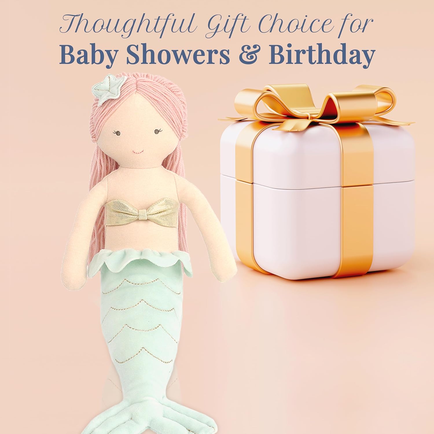 MON AMI Kaia The Mermaid 9.5-Inch Stuffed Doll for Girls | Soft Mermaid Plush Toy | Cuddly Playtime Companion | Charming Nursery & Bedroom Décor | Plush Gift for All Ages