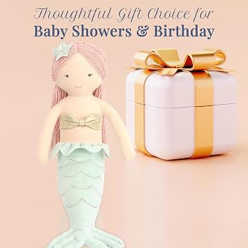 MON AMI Kaia The Mermaid 9.5-Inch Stuffed Doll, Soft Plush Toy Girls | mermaid doll design, cuddly plush build, soft stuffed animal companion, charming nursery decor, bedroom accent, girls gift