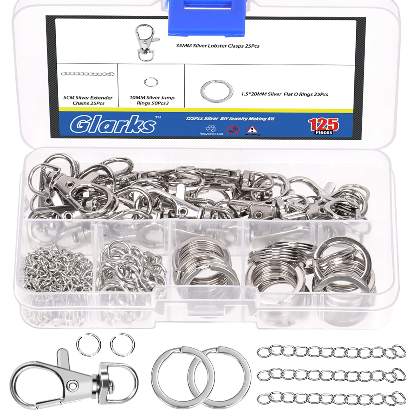 Amazon.com: Glarks 125pcs Silver Keychain Making Kit, Keychain