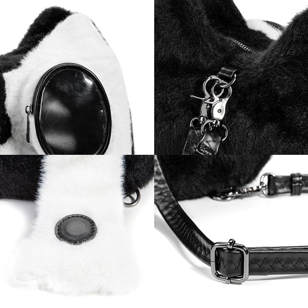 Panda Ita torba, mini pluszowy plecak z okienkiem ekspozycyjnym, puszysta torba na ramię kawaii, kreskówkowa torba szkolna, crossbody
