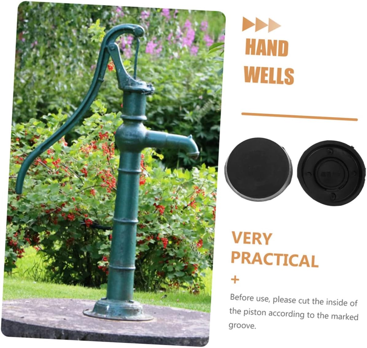 Mikikit 3Pcs Durable Rubber Water Pump Parts Manual Hand Crank Pump Replacement Kit Wear Resistant Convenient Suction Cups for Professional Use