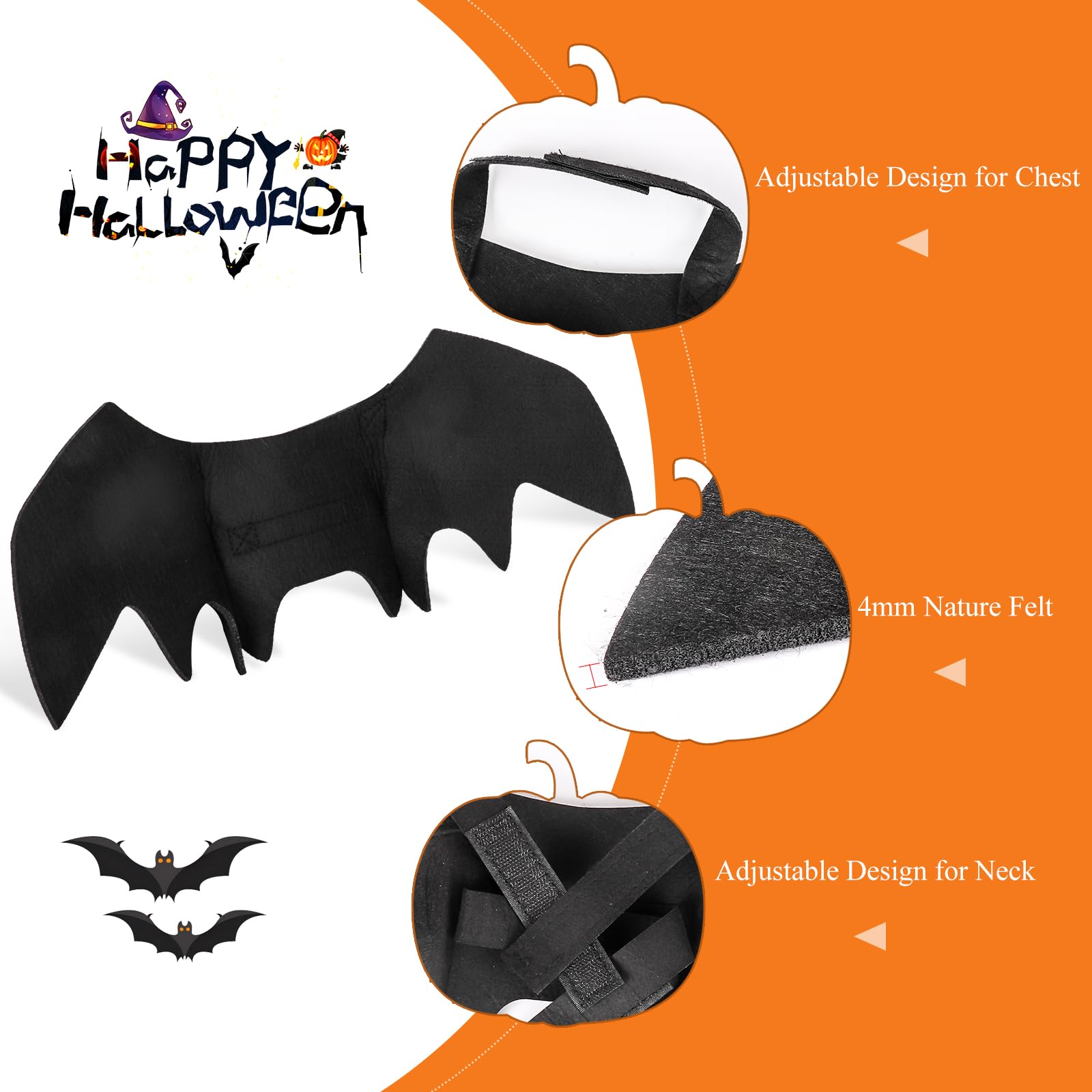 Pet Halloween Outfits Dog Halloween Costumes Pet Wizard Costume Cape with Adjustable Witch Hat for Small Medium Dogs Cats Christmas Outfits (Orange - Image 3