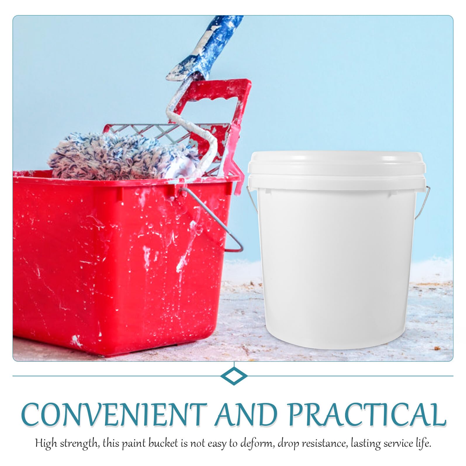KOMBIUDA Cubo de Pintura Vacío de 10 litros White con Tapa, Ligero y Multiuso de Hdpe para Mezclar Colores y Almacenar Pintura Fácilmente